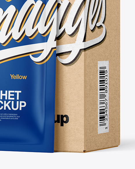 Kraft Paper Box with Matte Sachet Mockup PSD #4