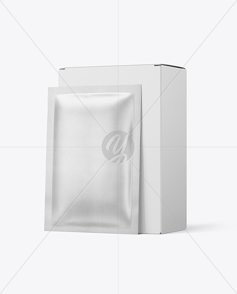 Paper Box with Kraft Sachet Mockup PSD #1