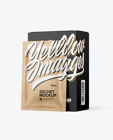 Paper Box with Kraft Sachet Mockup PSD #2