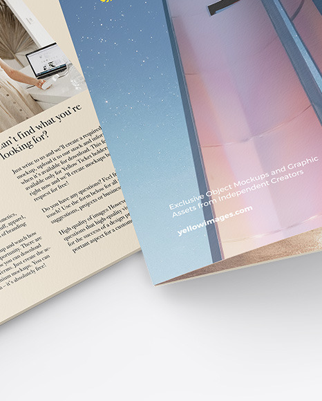 Download Two A4 Brochures Mockup In Stationery Mockups On Yellow Images Object Mockups PSD Mockup Templates