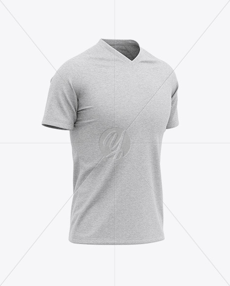 Download Men S Heather V Neck T Shirt Mockup Front Half Side View In Apparel Mockups On Yellow Images Object Mockups