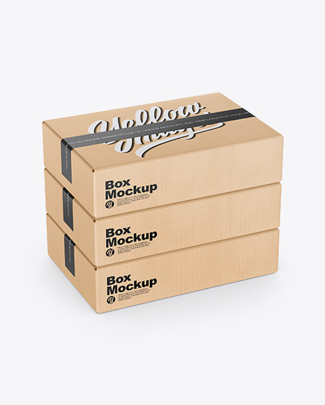 Download Kraft Boxes Mockup In Box Mockups On Yellow Images Object Mockups PSD Mockup Templates