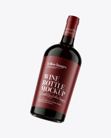 Download Green Glass Bottle With Red Wine Psd Mockup Yellowimages