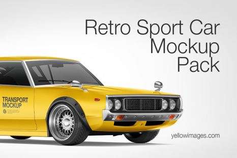 Retro Sport Car Mockup Pack In Free On Yellow Images Creative Store