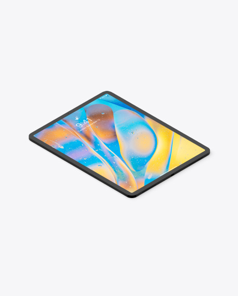 iPad Pro 12.9″ Isometric Clay Right Mockup PSD #3