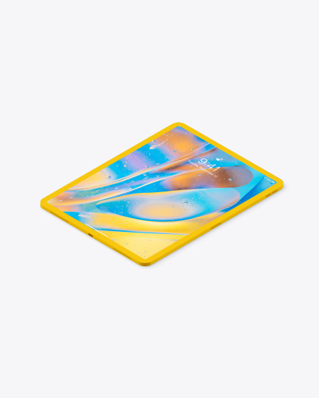 Ipad Pro 12 9 Isometric Clay Left Mockup In Device Mockups On Yellow Images Object Mockups