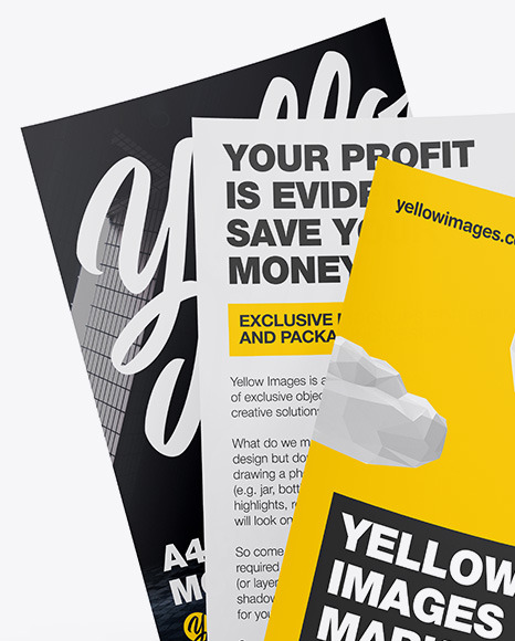 Download Three A4 Papers Mockup In Stationery Mockups On Yellow Images Object Mockups Yellowimages Mockups