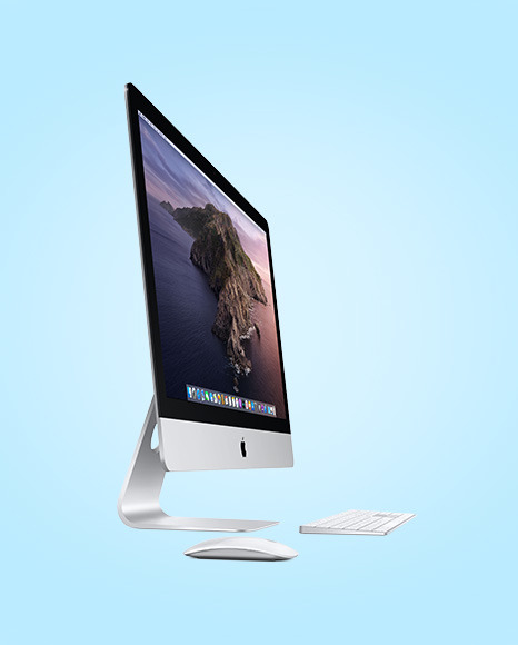 IMac with Keyboard and Mouse Mockup PSD #2