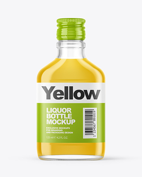 Download Clear Glass Bottle With Liquor Mockup In Bottle Mockups On Yellow Images Object Mockups PSD Mockup Templates