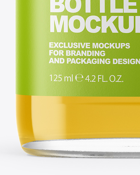 Clear Glass Bottle With Liquor Mockup In Bottle Mockups On Yellow Images Object Mockups