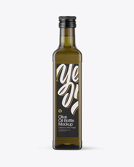 Antique Green Glass Bottle with Olive Oil Mockup PSD #3