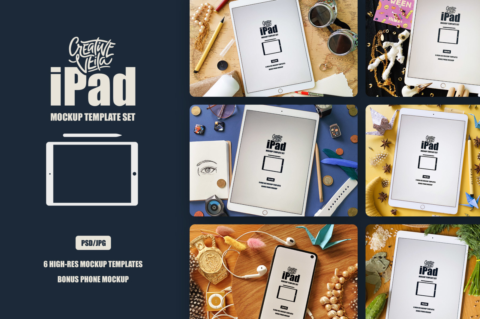 Ipad Mockup Template Set In Device Mockups On Yellow Images Creative Store