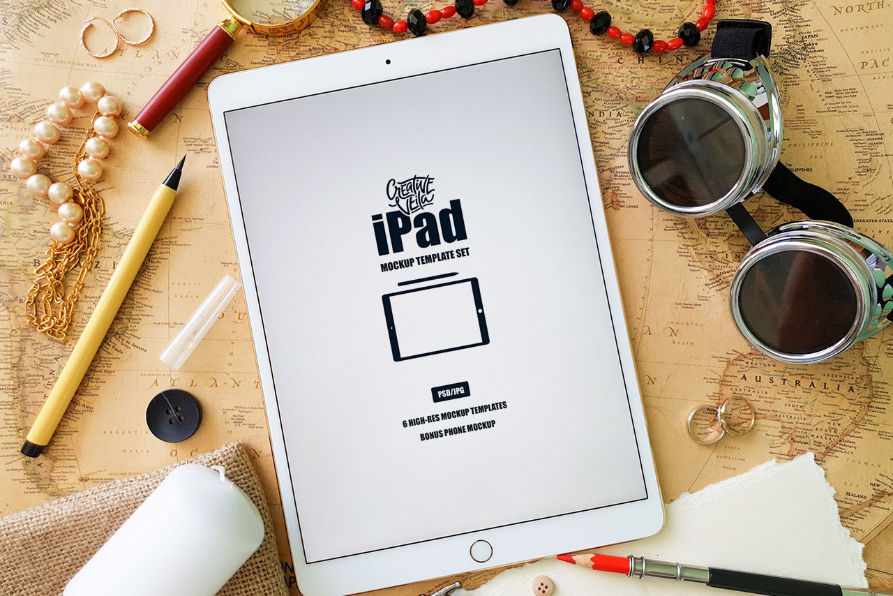 Ipad Mockup Template Set In Device Mockups On Yellow Images Creative Store