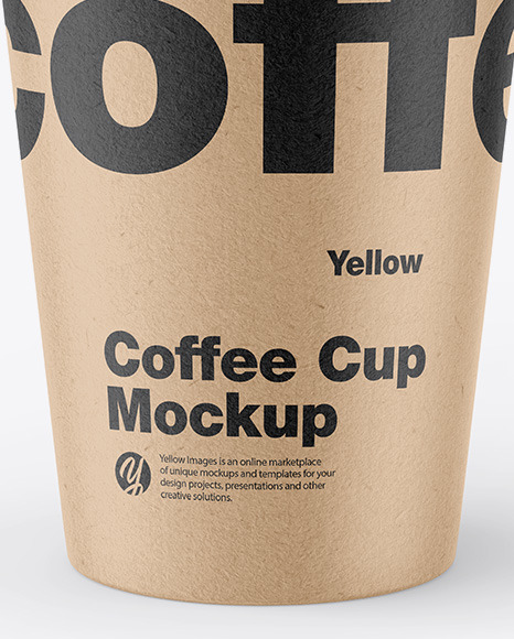 Kraft Coffee Cup Mockup in Cup & Bowl Mockups on Yellow Images Object