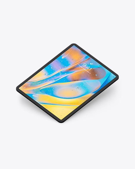 iPad Pro 12.9″ Isometric Clay Left Floating Mockup PSD #2