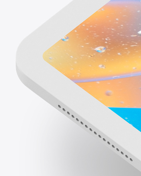 iPad Pro 12.9″ Isometric Clay Left Floating Mockup PSD #7
