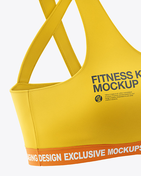 Women S Fitness Kit Mockup Front Half Side View In Apparel Mockups On Yellow Images Object Mockups