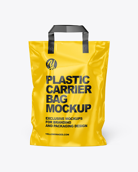 Glossy Carrier Bag Mockup In Bag Sack Mockups On Yellow Images Object Mockups