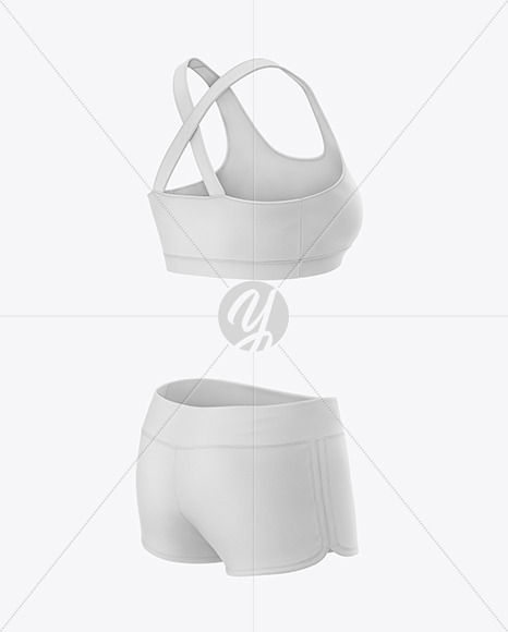 Women S Fitness Kit Mockup Backt Half Side View In Apparel Mockups On Yellow Images Object Mockups