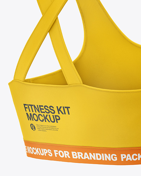 Women S Fitness Kit Mockup Backt Half Side View In Apparel Mockups On Yellow Images Object Mockups