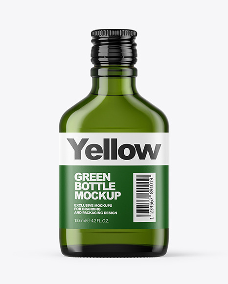 Green Glass Bottle Mockup PSD #2