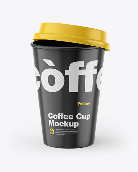 Glossy Coffee Cup Mockup on Yellow Images Object Mockups