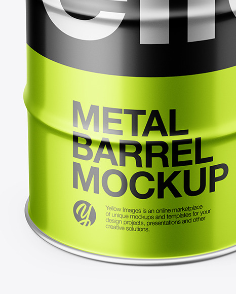 Download Metallic Barrel Mockup In Barrel Mockups On Yellow Images Object Mockups PSD Mockup Templates