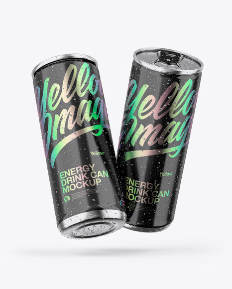 Two Metallic Cans W  Glossy Finish Mockup PSD #2