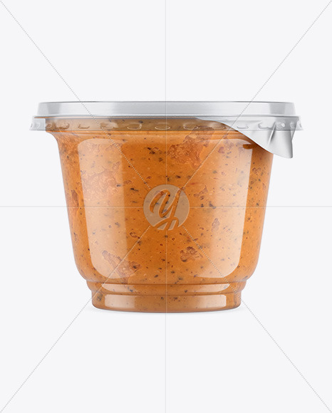 Download Plastic Cup W Sauce Mockup In Cup Bowl Mockups On Yellow Images Object Mockups PSD Mockup Templates