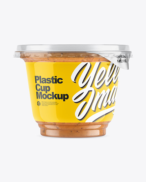 Download Plastic Cup W Sauce Mockup In Cup Bowl Mockups On Yellow Images Object Mockups PSD Mockup Templates