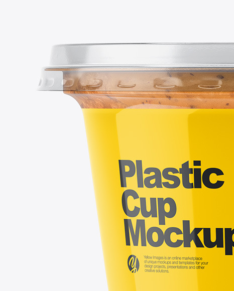 Download Plastic Cup W Sauce Mockup In Cup Bowl Mockups On Yellow Images Object Mockups PSD Mockup Templates