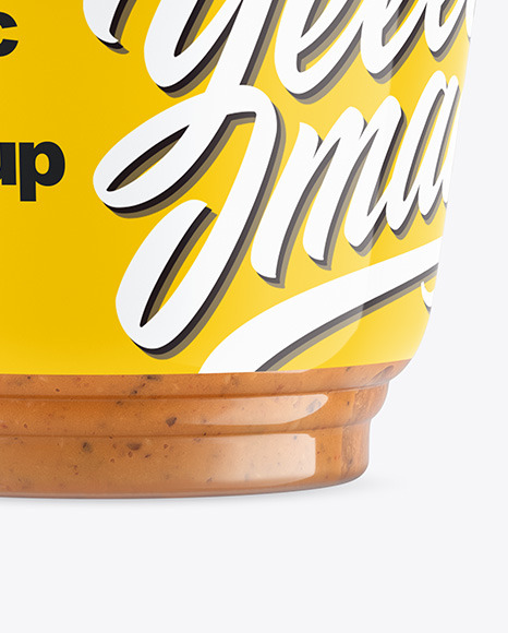 Download Plastic Cup W Sauce Mockup In Cup Bowl Mockups On Yellow Images Object Mockups PSD Mockup Templates