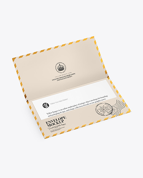 Opened Paper Envelope Mockup In Stationery Mockups On Yellow Images Object Mockups