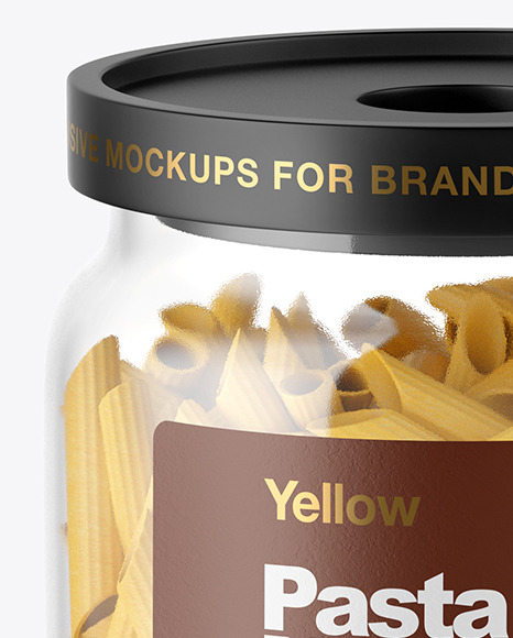 Download Glass Jar With Pasta Mockup In Jar Mockups On Yellow Images Object Mockups PSD Mockup Templates