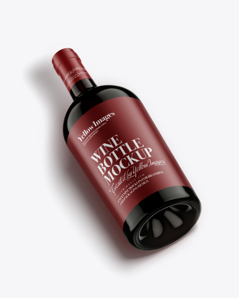 Download Green Glass Bottle With Red Wine Psd Mockup Yellowimages