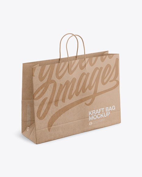 Download Kraft Shopping Bag with Rope Handle Mockup - Halfside View ...