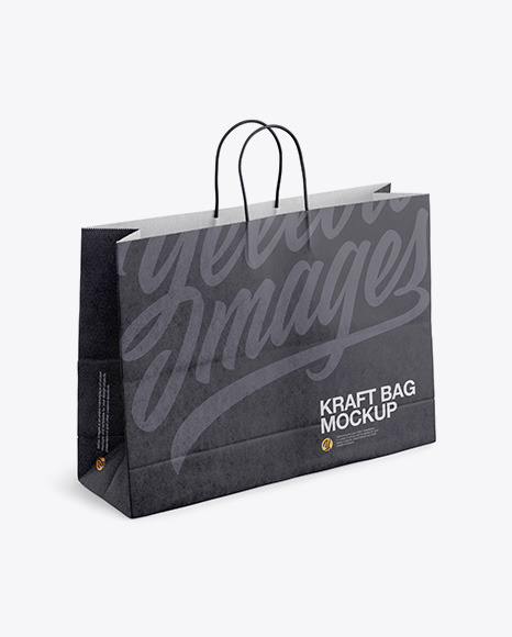 Download Kraft Shopping Bag With Rope Handle Mockup Halfside View High Angle Shot In Bag Sack Mockups On Yellow Images Object Mockups