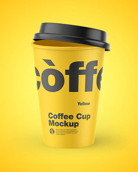 Download Paper Coffee Cup Mockup In Cup Bowl Mockups On Yellow Images Object Mockups PSD Mockup Templates