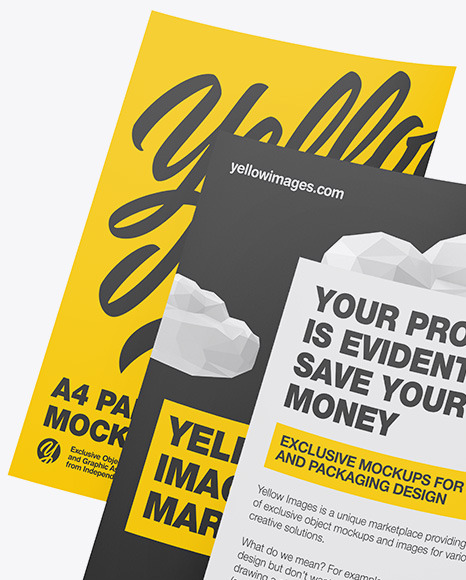 Three A4 Papers Mockup PSD #6