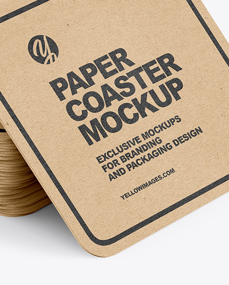 Download Stack Of Kraft Paper Beverage Coasters Mockup In Object Mockups On Yellow Images Object Mockups PSD Mockup Templates