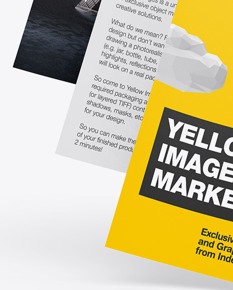 Download Free Three Textured A4 Papers Mockup In Stationery Mockups On Yellow PSD Mockups