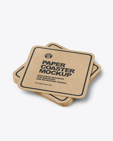 Stack Of Kraft Paper Beverage Coasters Mockup In Object Mockups On Yellow Images Object Mockups