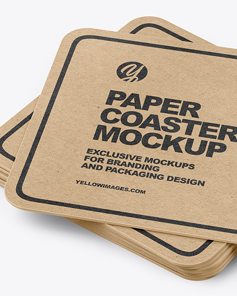 Download Stack Of Kraft Paper Beverage Coasters Mockup In Object Mockups On Yellow Images Object Mockups PSD Mockup Templates