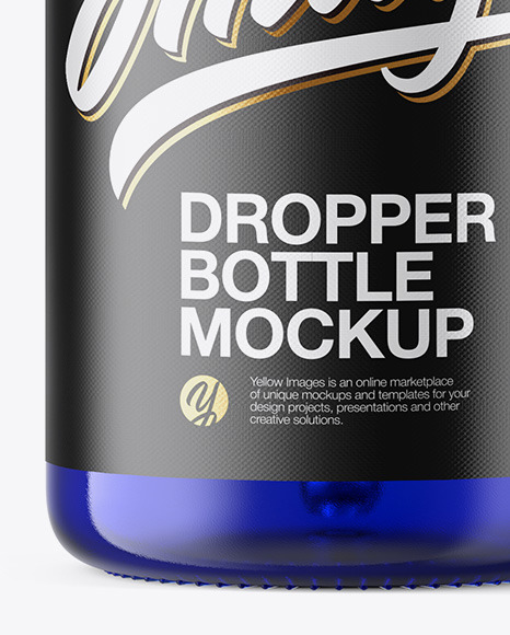 Download 50ml Blue Glass Dropper Bottle In Bottle Mockups On Yellow Images Object Mockups PSD Mockup Templates