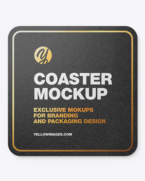 Kraft Beverage Coaster Mockup In Stationery Mockups On Yellow Images Object Mockups