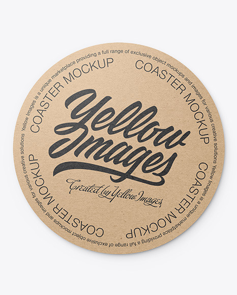 Download Kraft Beverage Coaster Mockup In Stationery Mockups On Yellow Images Object Mockups PSD Mockup Templates