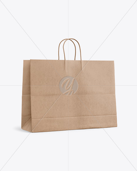 Kraft Shopping Bag with Rope Handle Mockup - Halfside View ...