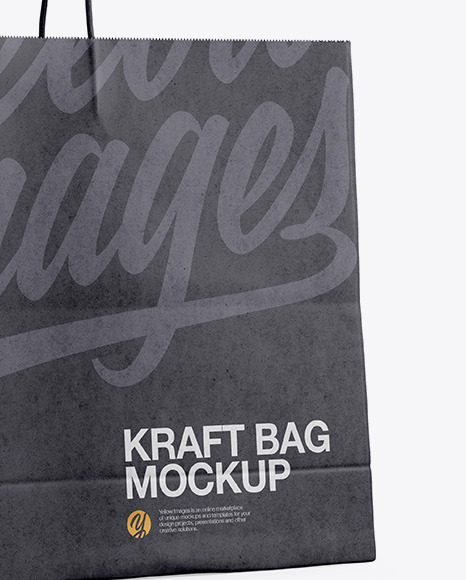 Download Kraft Shopping Bag With Rope Handle Mockup Halfside View In Bag Sack Mockups On Yellow Images Object Mockups