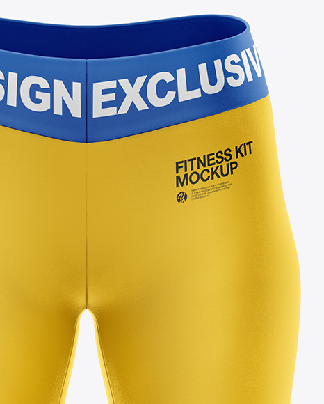 Women S Fitness Kit Mockup Front View In Apparel Mockups On Yellow Images Object Mockups