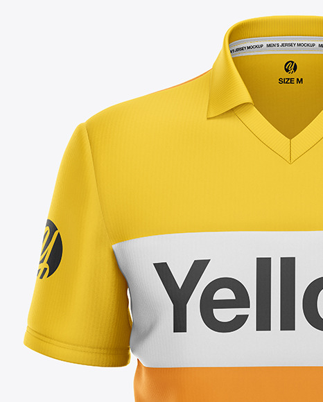 Download Men S Jersey With V Neck Mockup Front View In Apparel Mockups On Yellow Images Object Mockups